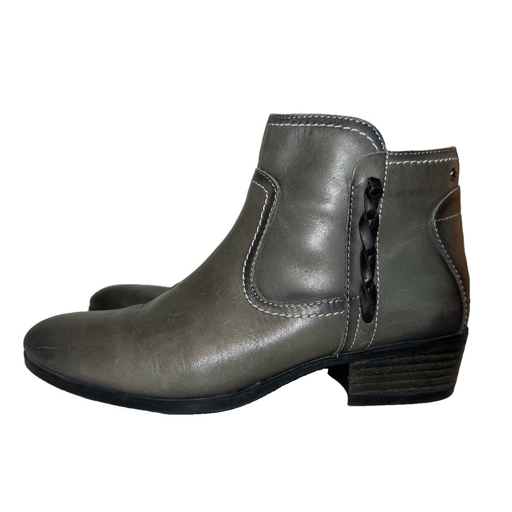Pikolinos Women's 8.5 EU 39 Lead Gray Leather Ankle Booties Daroca Braided